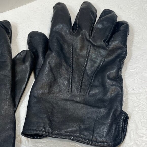 Men's Black Soft Leather Cashmere Lined Winter Gloves Size: Large VGUC - Picture 5 of 15